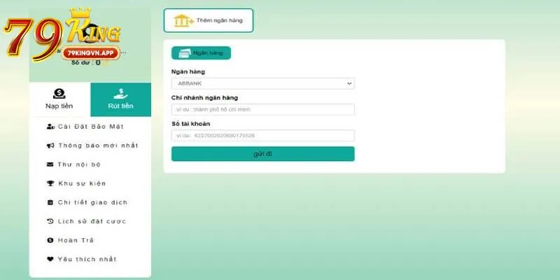 Cung cấp thông tin ngân hàng nhận tiền